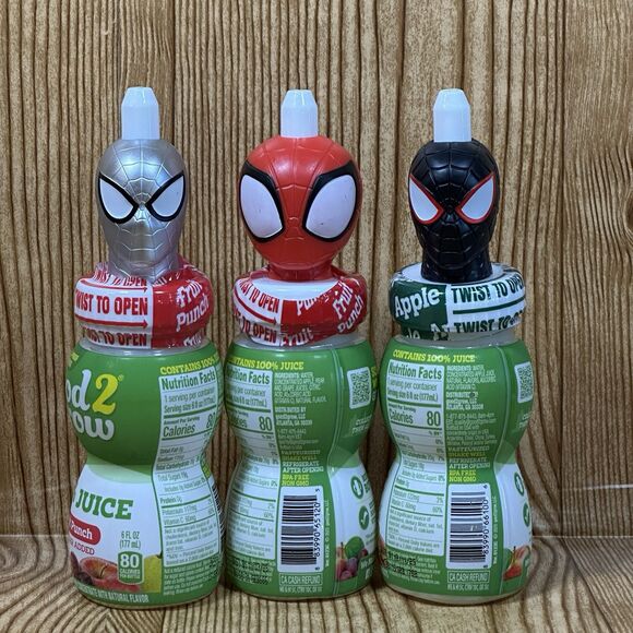 Good To Grow Toppers Spider Man Silver Black Lot Of 3‎ Toppers And Bottles New - Picture 1 of 9